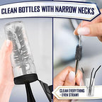 Dish Brush Set of 4 - Kitchen Scrub Brushes with Non-Slip Long Handle for Cleaning, Scrubber, Dishwashing, Dishes, Bottles, Straws, Cups, Pots & Sink, Black - Image 6