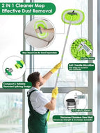 2 in 1 Lightweight Wall Cleaner Mop with Long Handle 75" 190cm Ceiling Duster Lint-Free Chenille Fiber Mop for Kitchen Baseboard Floor Glass Window Roof Cleaning Washer Scrubber Brush Tool Wet Dry Use - Image 2