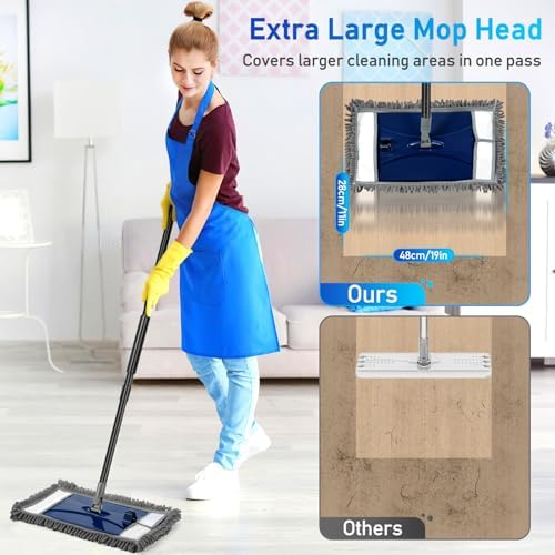 Wall Cleaner Mop with Long Handle, Extra Wall Dust Mop for Washing Walls with 2 Microfiber Reusable Pads,Floor Dry Wet Duster Mops for Wall Washer, Floor,Ceiling Cleaning，Blue - Image 4