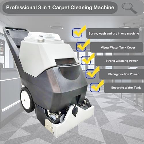INTSUPERMAI Commercial Carpet Extractor, 3‑in‑1 Carpet Cleaner Machine 9 Gal +9 Gal Large Tank, Heavy Duty Deep Spraying, Washing and Drying for Hotel Office Sofa Curtain Upholstery Hard Floors 110V - Image 3