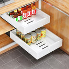 2Pack Pull out Cabinet Organizer, 21"Deep, Heavy Duty Full-extension Slide out Drawers for Kitchen Cabinet, Roll out Shelf Storage with Nano Adhesive for Pots,12"W x 21"D x 3.1"H, White by Kitstorack