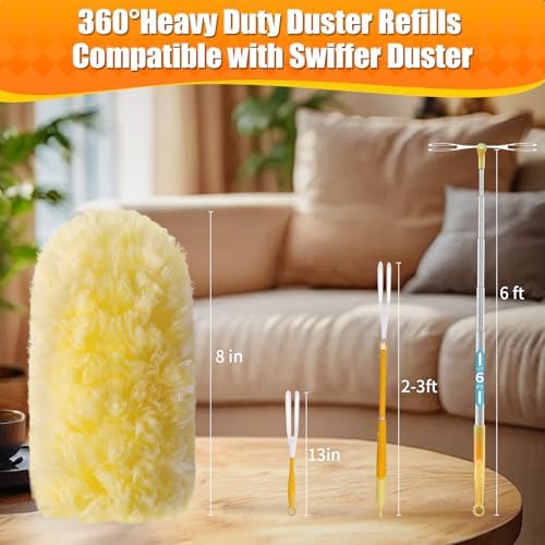 40 Count 360° Heavy Duty Duster Refills, Compatible with Swiffer Duster, Larger Size Disposable Electrostatic Microfiber Dusters, 4X Thick Cleaning Dusters, Unscented - Image 2