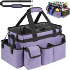 Cleaning Caddy Bag,Large Cleaning Supplies Organizer with Handle for Housekeepers,Purple by ZIOZERTT