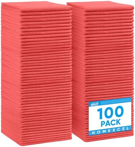 HOMEXCEL 100PK Microfiber Cleaning Cloth, Cleaning Rag for Home, 11.5x11.5 by HOMEXCEL