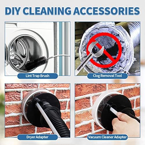 Bluesea 7 Pieces 25 Feet Dryer Vent Cleaner Kit, Reinforced Nylon Dryer Vent Cleaning Kit, Durable Dryer Vent Brush Vacuum Attachment with Flexible Lint Trap Brush, Vacuum & Dryer Adapters - Image 3