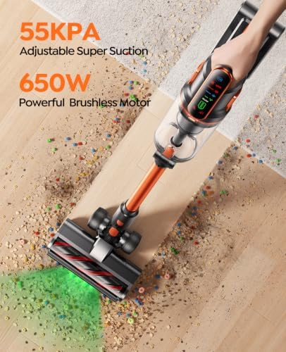 Cordless Vacuum Cleaner, 650W/55Kpa/70Mins Stick Vacuum Cleaners for Home - Image 5