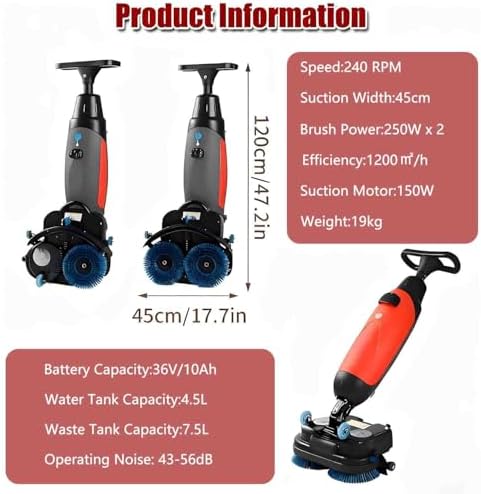 Commercial Floor Scrubber Machine, Electric Buffer Polisher, 17in - Image 2