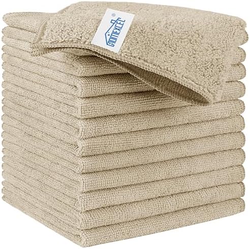 HOMEXCEL Brown Microfiber Cleaning Cloth, Microfiber Towels for Car, 12 PK by HOMEXCEL