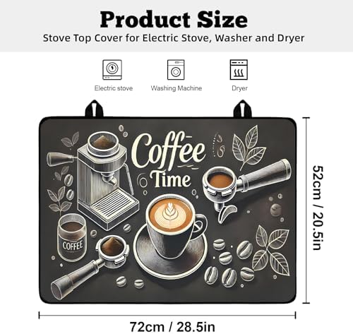 Multi-Design Stove Top Cover for Glass/Electric Stoves - 3-in-1 Heat-Resistant Protector Mat, Non-Slip Drying Rack 28"x20" (Coffee, 28" L x 20" W) - Image 2