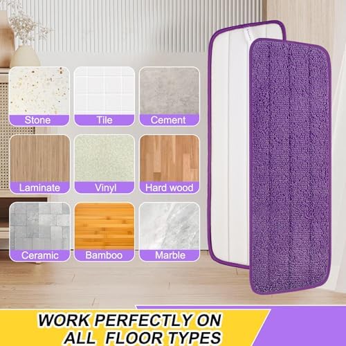 16.5 inch Reusable Mop Pads Microfiber Spray Mop Replacement Heads for Wet/Dry Mops Compatible with Bona Floor Care System (5 Pack) - Image 4