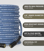 3/8" ID Pressure Washer Hose 200 ft, 4800 PSI M22-14mm Females - Image 2