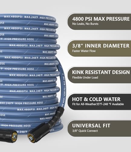 3/8" ID Pressure Washer Hose 200 ft, 4800 PSI M22-14mm Females - Image 2