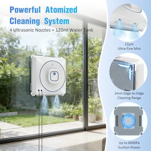 Window Cleaner Robot with 4 Cleaning Modes, 8000Pa Suction Remote Control - Image 2