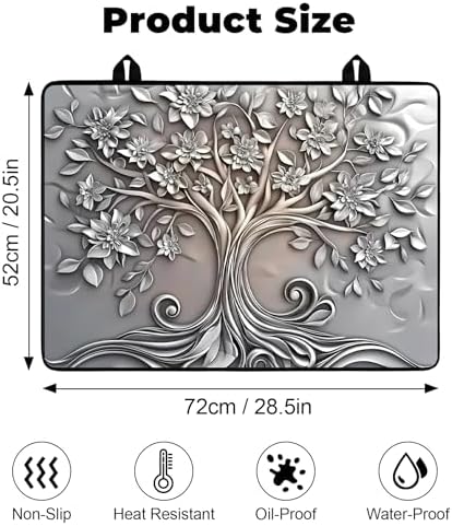 Heat-resistant Stove Top Cover - 28.5" X 20.5" Cooktop Protector Covers, Scratch-resistant Washable Pad Kitchen Countertop Mat (Big tree, 28.5" x 20.5") - Image 2
