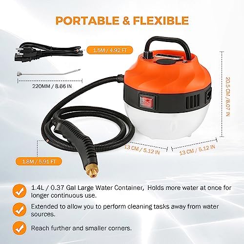 BEAMNOVA Power Car Steamer for Auto Detailing High Pressure Handheld Steam Cleaner with 1.4L 0.37Gal Water Tank 2500W Portable Electric Steam Cleaning Machine Home Use Kitchen Floors Tools - Image 4