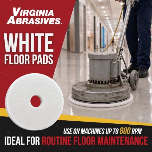 White Floor Maintenance Pads, High-Gloss Buffing & Polishing, 20" - 5 Pack - Image 2
