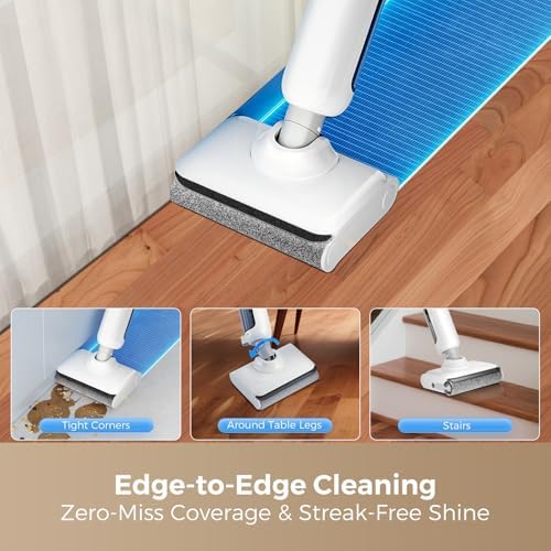 Wet Dry Vacuum Cleaner, 23KPa Wet Dry Vacuum Mop, Self-Cleaning Vacuum Mop Combo for Hard Floor, 180° Lay-Flat Design with Edge Cleaning, Up to 35 Min Runtime, LED Display & Voice Prompts - Image 5