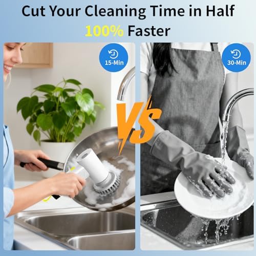 3000mAh Cordless Electric Spin Scrubber for Kitchen Bathroom Car - Image 5