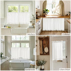 Off White Semi Sheer Linen Cafe Short Curtains 30 Inch Long 2 Panels - Image 3
