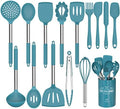15 Pcs Silicone Cooking Utensils Kitchen Utensil Set - Umite Chef 446°F Heat Resistant Stainless Steel Handles Kitchen Gadgets Tools Set for Nonstick Cookware(Blue) by UmiteChef