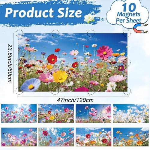 8 Pcs Fluorescent Light Covers with 80 Magnets Decorative for Classroom Ceiling Lights 4 x 2 Feet Magnetic Light Cover Filter Easy Install for Office Hospitals Drop Home Ceiling Supplies (Flower) - Image 2