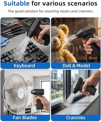 Compressed Air Duster - Electric Air Duster Super Power 130000RPM, 3-Gear Adjustable Mini Duster Blower with Fast Charging, Air Duster Rechargeable for Computer, Keyboard Cleaner, House, Outdoor, Car - Image 3