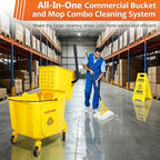 VOUBIEN 35 Qt Commercial Mop Bucket with Side-Press Wringer Combo on Wheels - Image 2