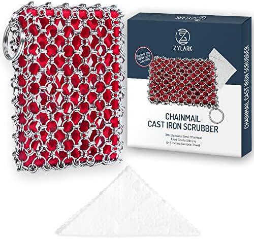 316L Cast Iron Scrubber Chainmail - Chain Mail Scrubber for Skillet, Pan by ZYLARK