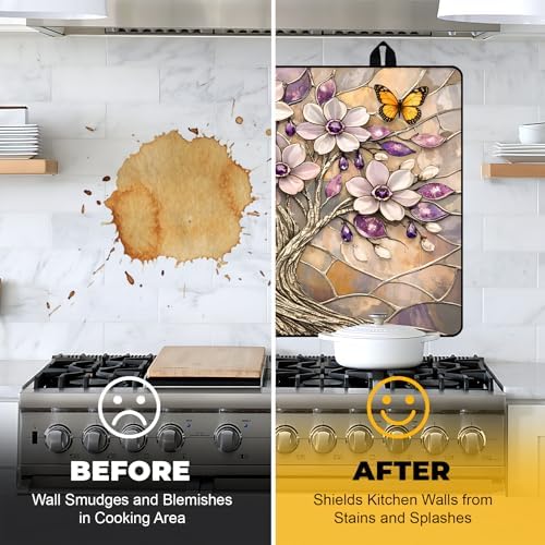 NYZE Stove Top Cover for Electric Stove 28.5x20.5 Inch Silicone Stove Topper & Protector, Decorative Kitchen Mat for Electric/Glass Stove Top (Blossom Tree, 28.5"Lx20.5"W) - Image 5