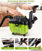 TaskStar Cordless Shop Vac, 2.6 Gal Portable Wet Dry Vacuum, Brushless - Image 3