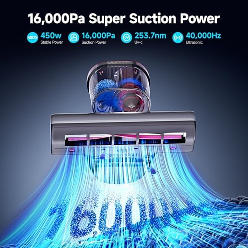 uwant 16Kpa Mattress Vacuum Cleaner 450W Powerful Bed Vacuum Set of 1 - Image 3