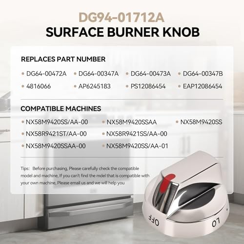 NX58M9420SS/DG94-01712A*5&DG94-01713A*1 Gas Stove Knob for Samsg Range Oven Stove - Image 4