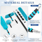 36 ft High Reach Duster Kit, 6 Attachments, Fan Cleaner, Blue - Image 3