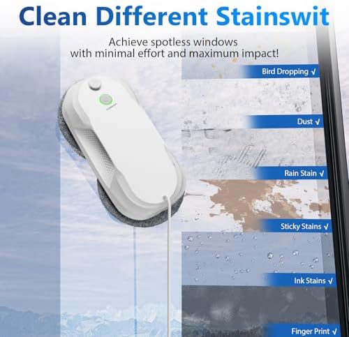 Tosima W5 Window Cleaning Robot, 6400Pa Max Adaptive Suction, Auto-Spray Smart Window Cleaner with Triple Safety System, Intelligent Navigation, Remote Control, for All Smooth Surfaces, White - Image 6