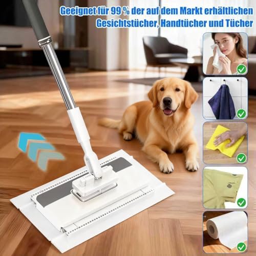 Snap Grip Flat Mop, Clamp Mop Any Cloth, Telescopic Wet Dry Hardwood Tile - Image 4