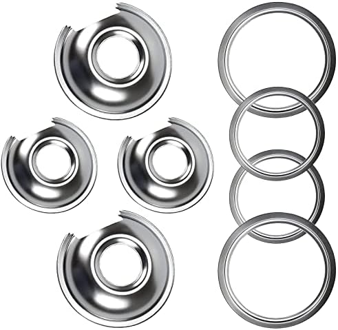 Electric Stove Burner Drip Pans and Rings for GE Hotpoint Set of 4 Chrome by YourHomeApplianceMates