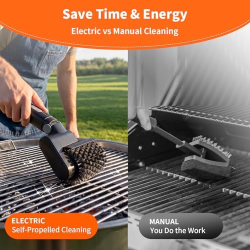 Electric Grill Cleaner 3-in-1 Kit, Cordless BBQ Grill Cleaner with Adjustable Angle, High Torque Motor, 3-Speed Rotating Grill Cleaning Brush for Burnt-On Grease & Grill Grates, Rechargeable - Image 5