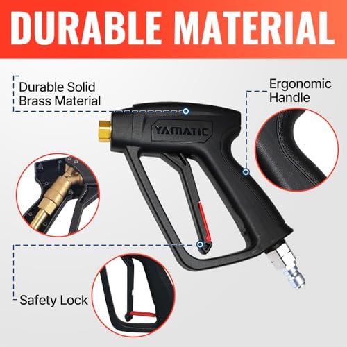 YAMATIC Short Pressure Washer Gun with Stainless Steel 3/8" QC 4000 PSI - Image 5