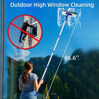 86.6" Window Squeegee Cleaner,2 in 1 Window Cleaning Tool Kit,Shower Squeegee with Extension Pole，Glass Cleaning Tools for Shower Glass,Indoor/Outdoor High Window Cleaning-Two Pads - Image 4
