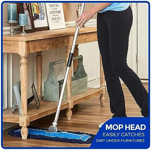 Nine Forty 18-Inch Premium Nylon Dust Mop Replacement Head - Heavy Duty Mop Head Refill for Industrial, Commercial, and Residential Cleaning - Dry Floor Duster for Hardwood Surfaces - Blue (1-Pack) - Image 3