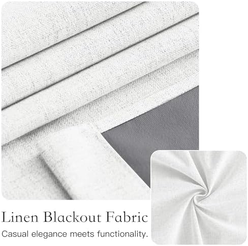 NICETOWN Linen 100% Blackout French Door Curtains, 1 Panel, Ivory White - Image 5