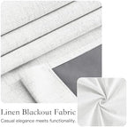 NICETOWN Linen 100% Blackout French Door Curtains, 1 Panel, Ivory White - Image 5