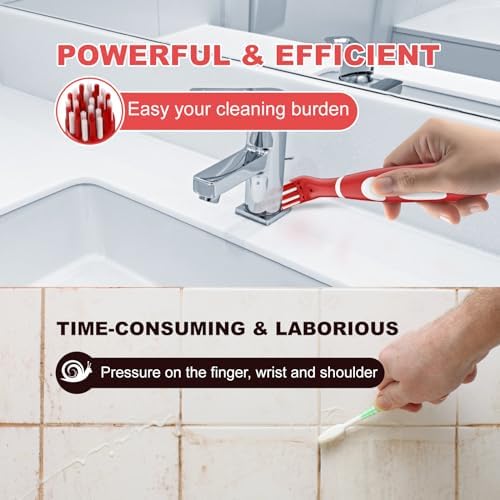 Rechargeable Electric Cleaning Brush with 4 in 1 Multiple Brush Heads and USB Cable, Indoor Household Cordless Motorized Brush for Bathroom Toilet Kitchen Tile Crevice (White & Red) - Image 4