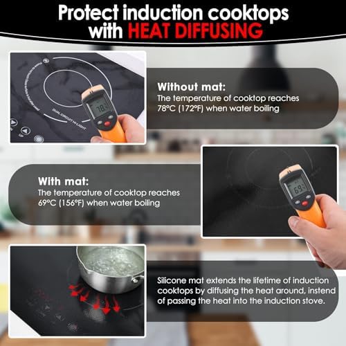 Cook's Aid Large Induction Cooktop Protector Mat 21.2x35.4 Inch,Translucent (Magnetic) Stove Top Cover for Electric Stove, Silicone Stove Mat for Glass Top Stove,Glass Top Stove Cover (LTSICT10) - Image 5