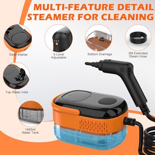 Steam Cleaner for Home & Car-Portable Handheld Steamer for Cleaning with 3-Level Handle, 15s Heat-Up, Large Tank, 16 Accessories - Clean Grease, Grout, Tile, Floor, Couch, Dirt, Furniture - Image 4