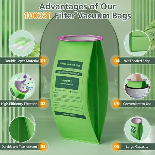 16 Pack 100331 QT Vacuum Bags Compatible with ProTeam 10 Quart Backpack Vacuum Cleaner, for Coachvac, Super Coachvac, Megavac, Upgraded Micro Filter Bag Replacement with Open Circular Collar - Image 3