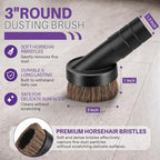 14" Vacuum Floor Brush & 3" Round Dusting Brush with 1 1/2" Reducer Hard Floor Tool Replacement Kit Compatible with ProTeam 101446 Backpack Vacuum, Compatible with Hoover C2401(Horsehair) - Image 3