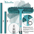 TelesPro 30 Feet High Reach Window Squeegee with 6-24 Ft Extension Pole, Window Cleaner Tool with 5-Stage Telescoping Pole, Window Cleaning Kit with Rotatable Head (2 Squeegee & 2 Microfibre Cloths) - Image 2