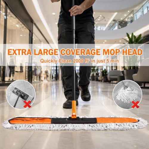 24" & 36" Commercial Dust Mop for Floor Cleaning, 2-in-1 Floor Duster - Image 2