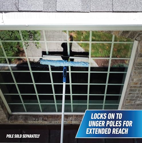 Unger Professional Connect and Clean 18” Proflex 2-in-1 Squeegee and Scrubber, High Access Window Cleaning Tool with Pivoting Head, Commercial and Residential Use, Reusable Microfiber Sleeve - Image 5